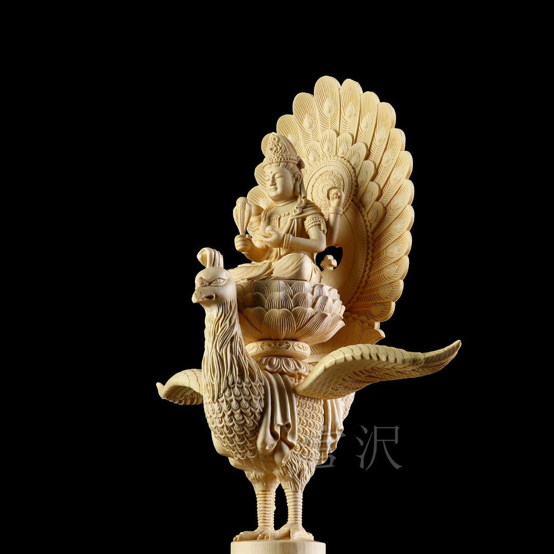 限定品 宫沢 孔雀大明王 仏壇仏像 供養品 祈る厄除 仏教工芸品 木彫仏像 XbUPD-m20213944408 通販在庫