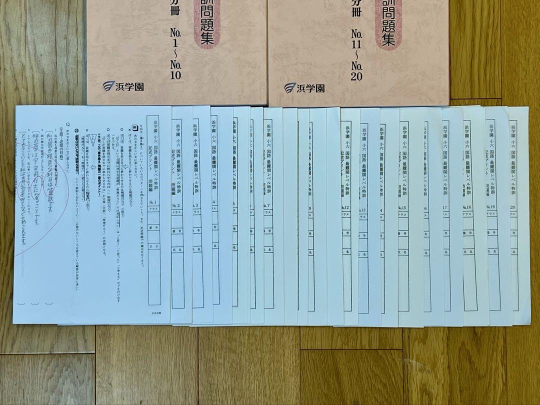 浜学園 小6 国語 最難関レベル特訓 最新版 2冊セット 記述プリント付き