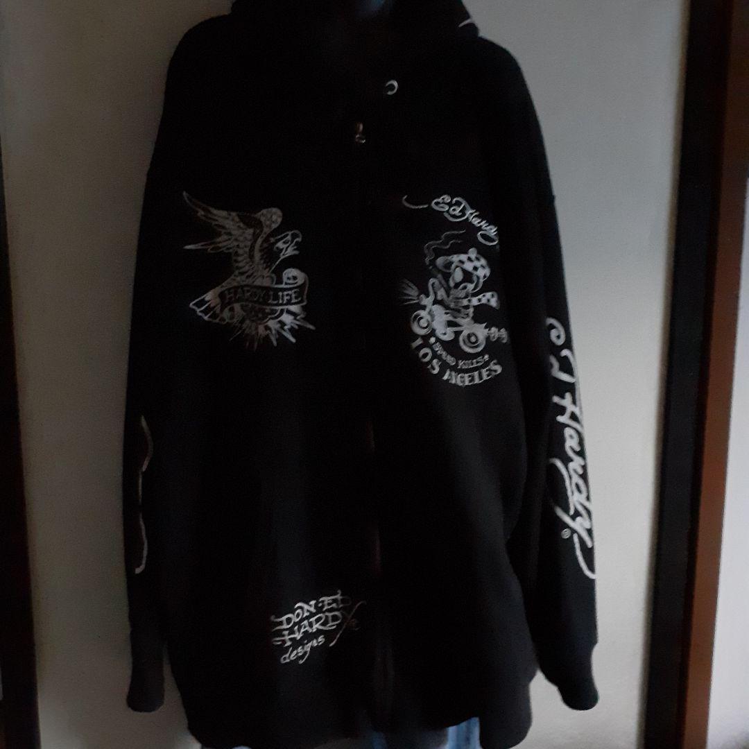 Ed Hardy スカル バイク グラフィック パーカー