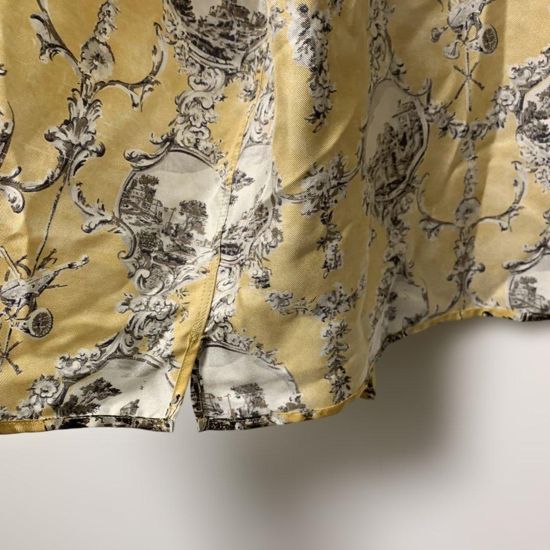 BURBERRY バーバリー シルク100% 絵画風 開襟シャツ オレンジ系