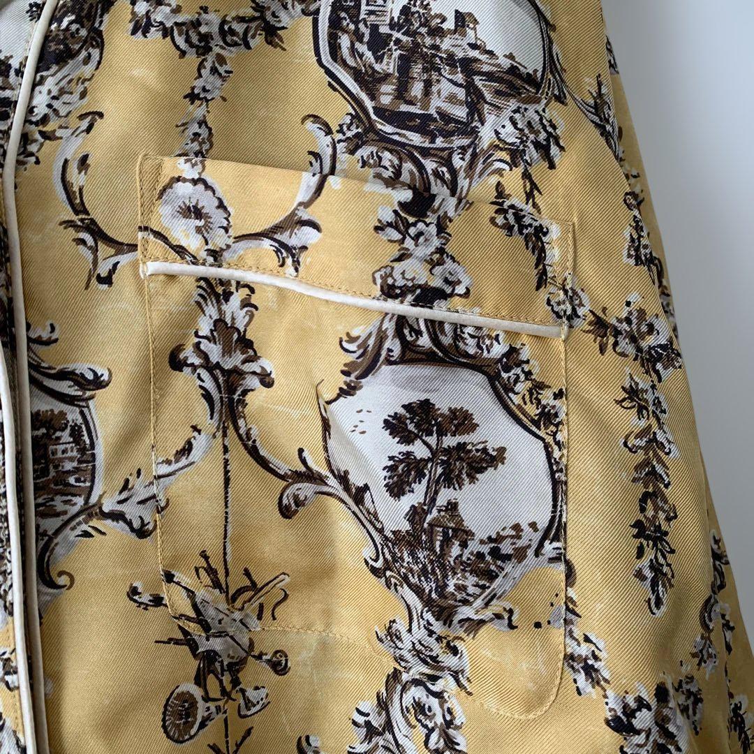 BURBERRY バーバリー シルク100% 絵画風 開襟シャツ オレンジ系