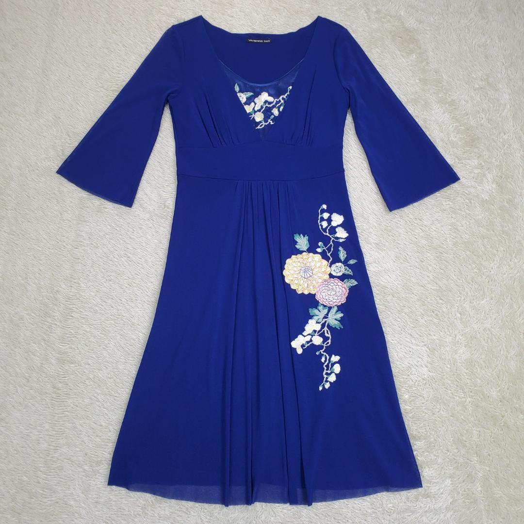 VIVIENNE TAM 刺繍入りワンピース 0サイズ 新品 未使用品】 VIVIENNE TAM 刺繍 メッシュドレス ワンピース