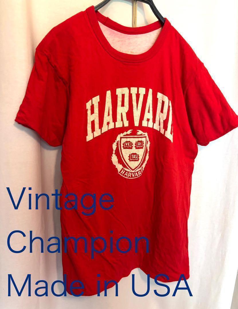 ビンテージChampion リバーシブル半袖TシャツL赤白Made in USA
