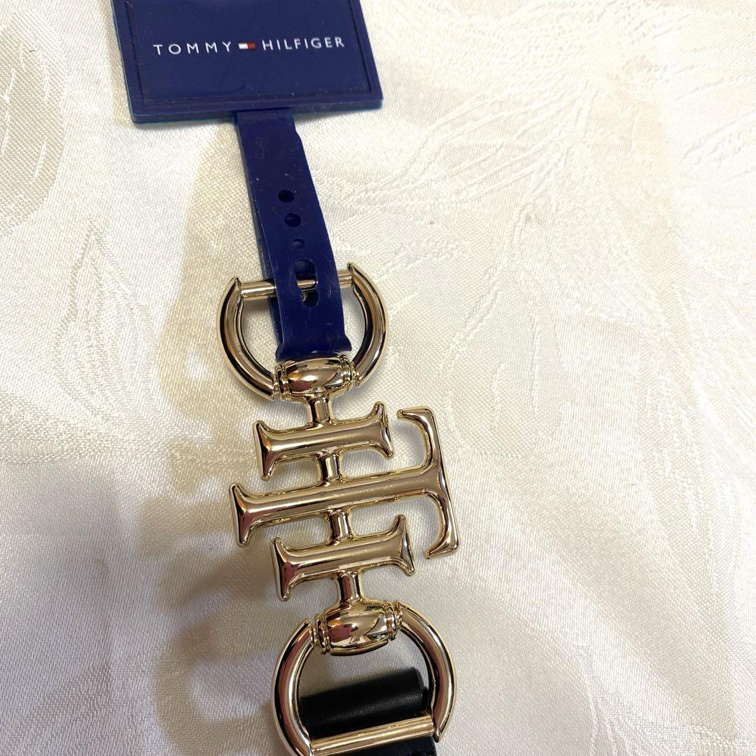 特価　新品 hilfiger バックルロゴゴールド ベルト 黒　M