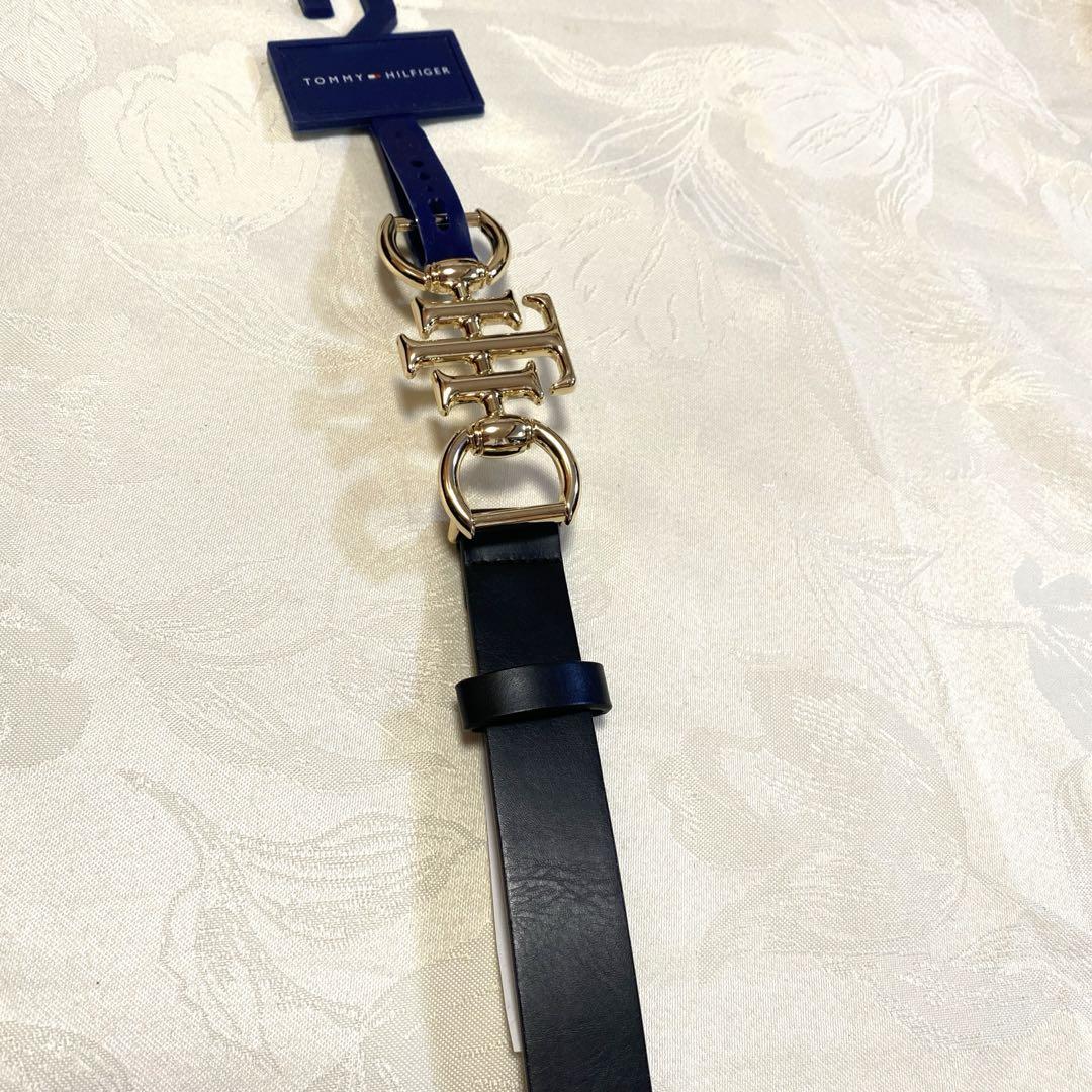 特価　新品 hilfiger バックルロゴゴールド ベルト 黒　M