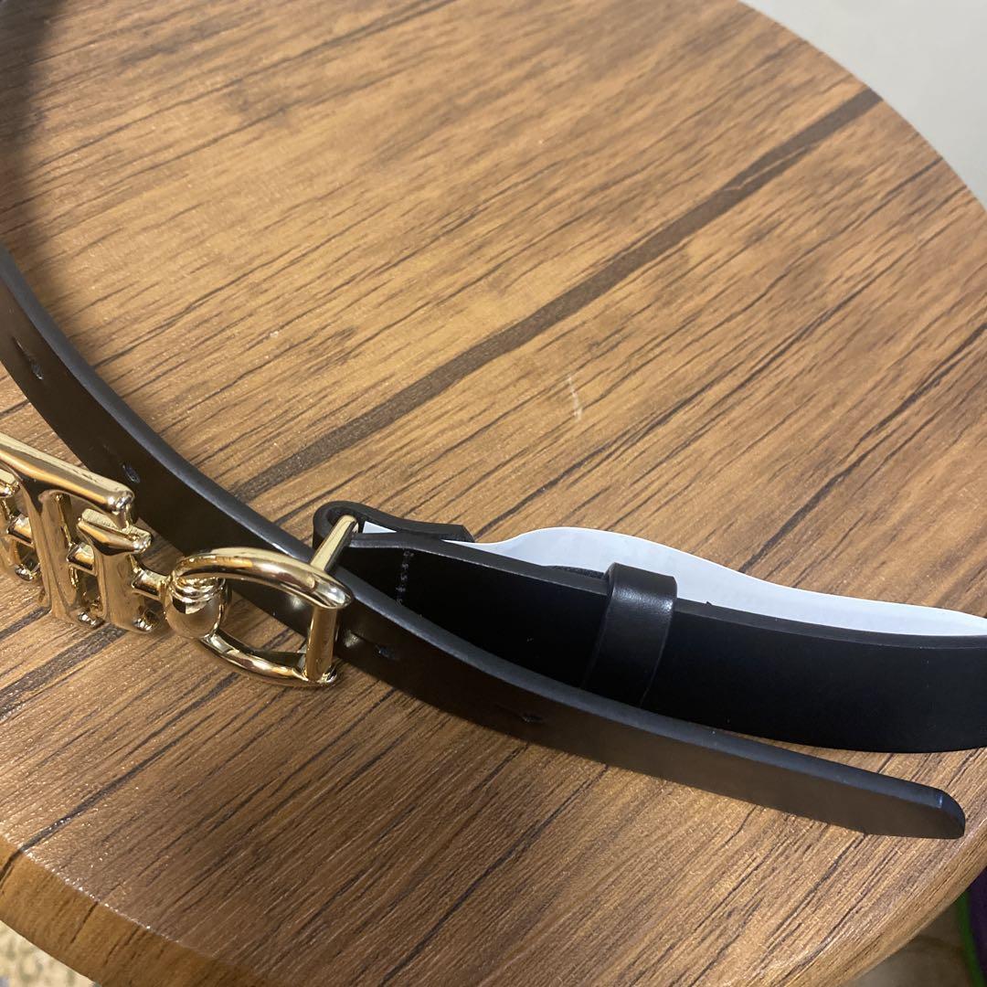 特価　新品 hilfiger バックルロゴゴールド ベルト 黒　M