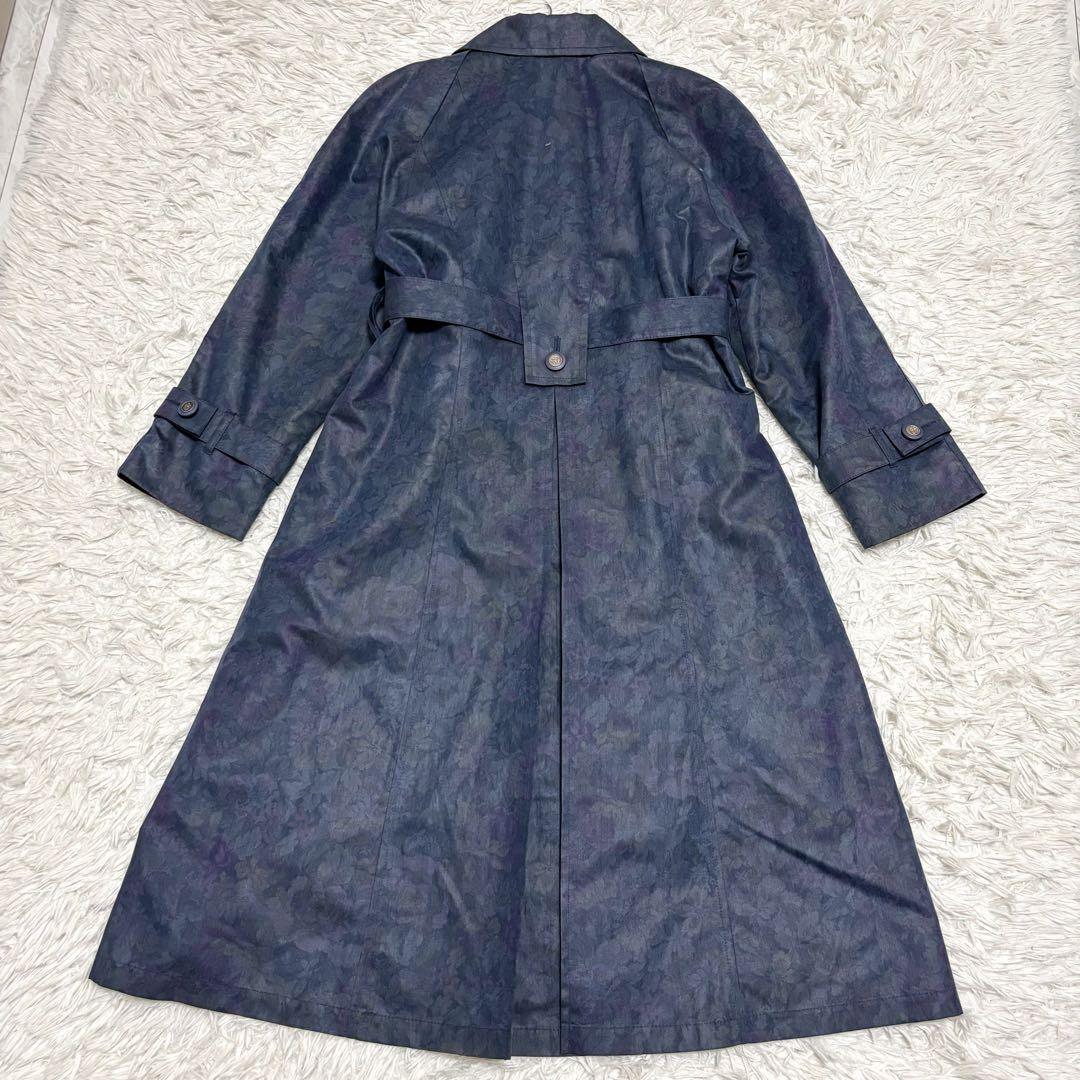 美品【超オシャレ】LONDONFOG トレンチコート　花柄　モード　ブルー　L位