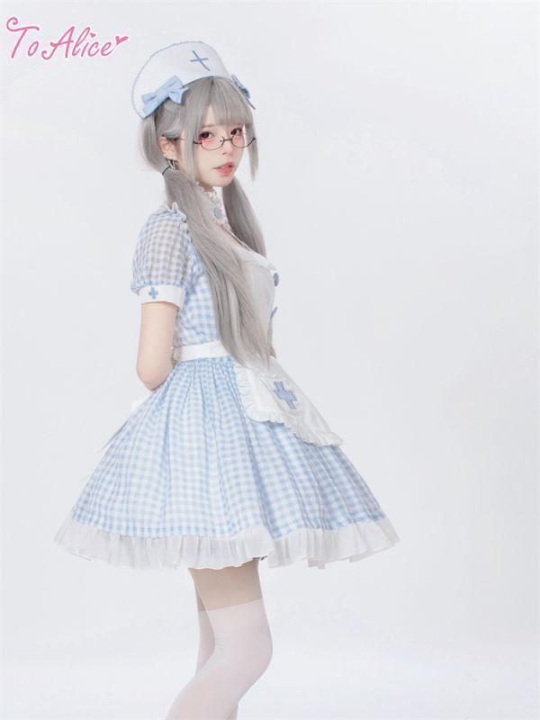ToAlice ギンガムチェック ナース サックス M セット