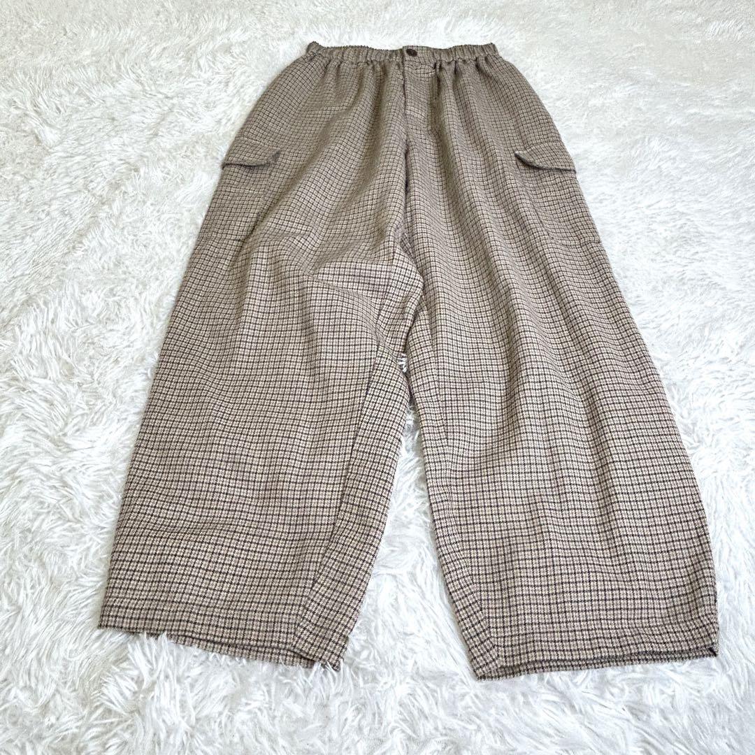 森のくまさん 休日と詩  tandey パンツ チェック ベージュ 日本製