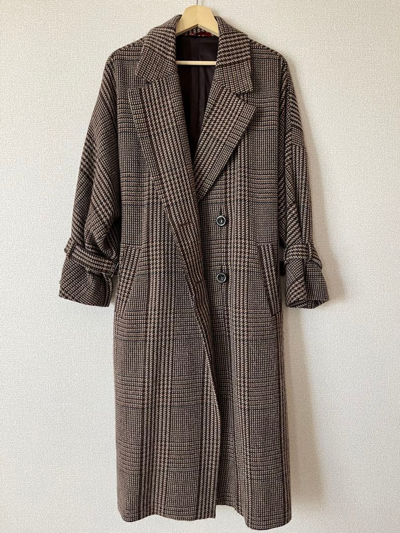 チェックコート ブラウン グレンチェック マドラスチェック
