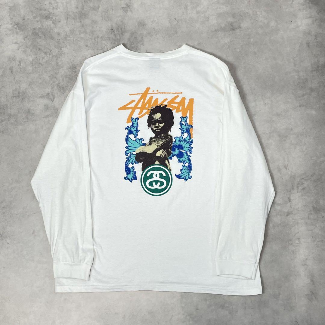 00s OLD STUSSY L/S TEE ストックロゴ ホワイト L