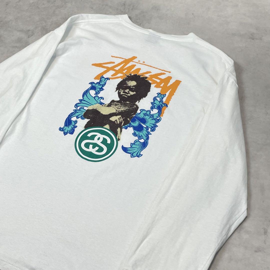00s OLD STUSSY L/S TEE ストックロゴ ホワイト L