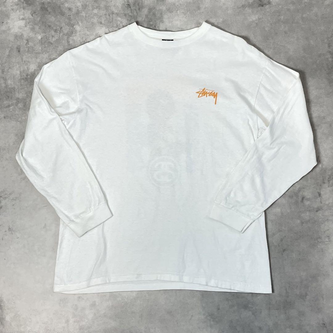 00s OLD STUSSY L/S TEE ストックロゴ ホワイト L