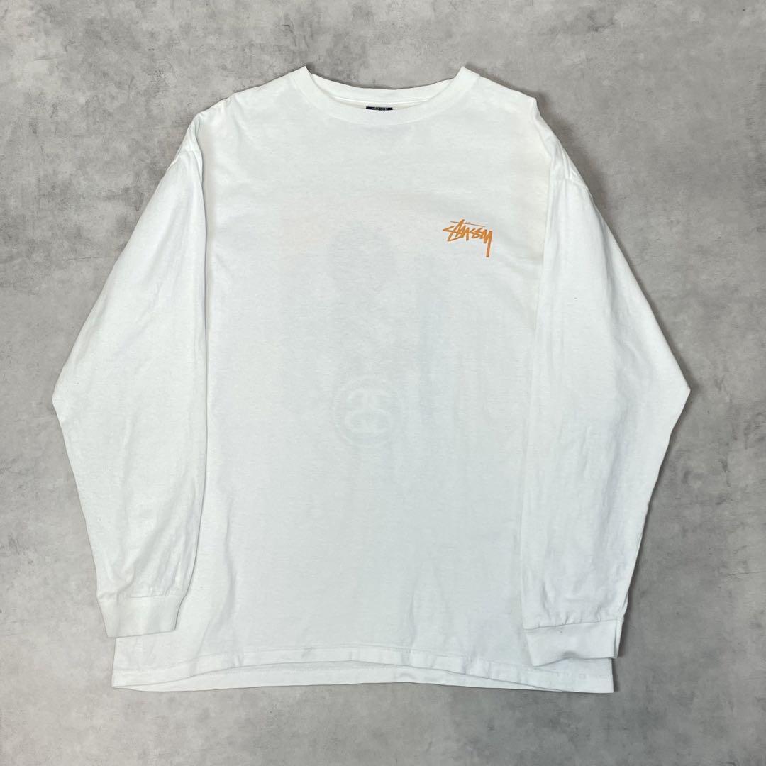 00s OLD STUSSY L/S TEE ストックロゴ ホワイト L