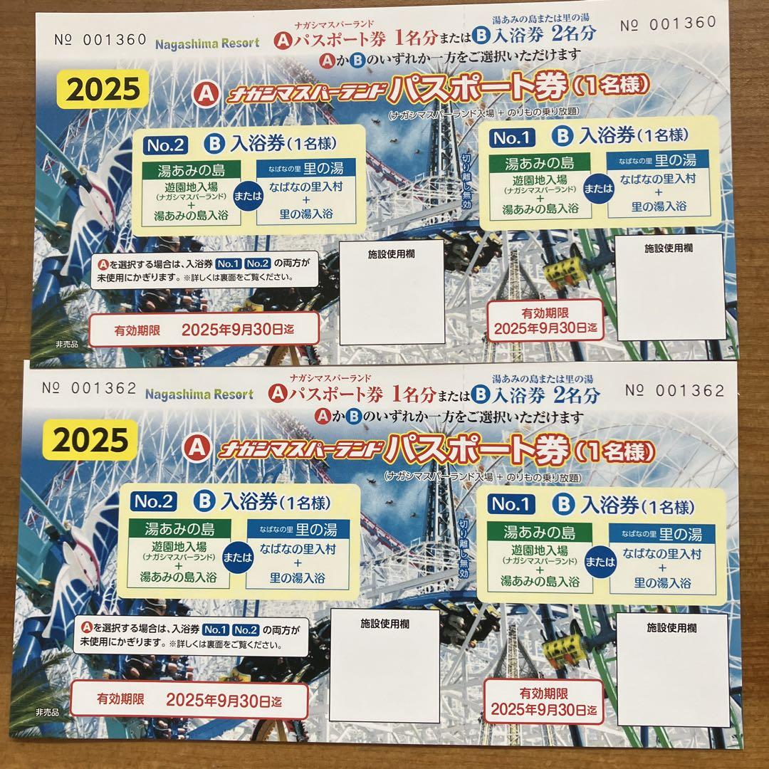 ￼ナガシマスパーランドパスポート券　2枚