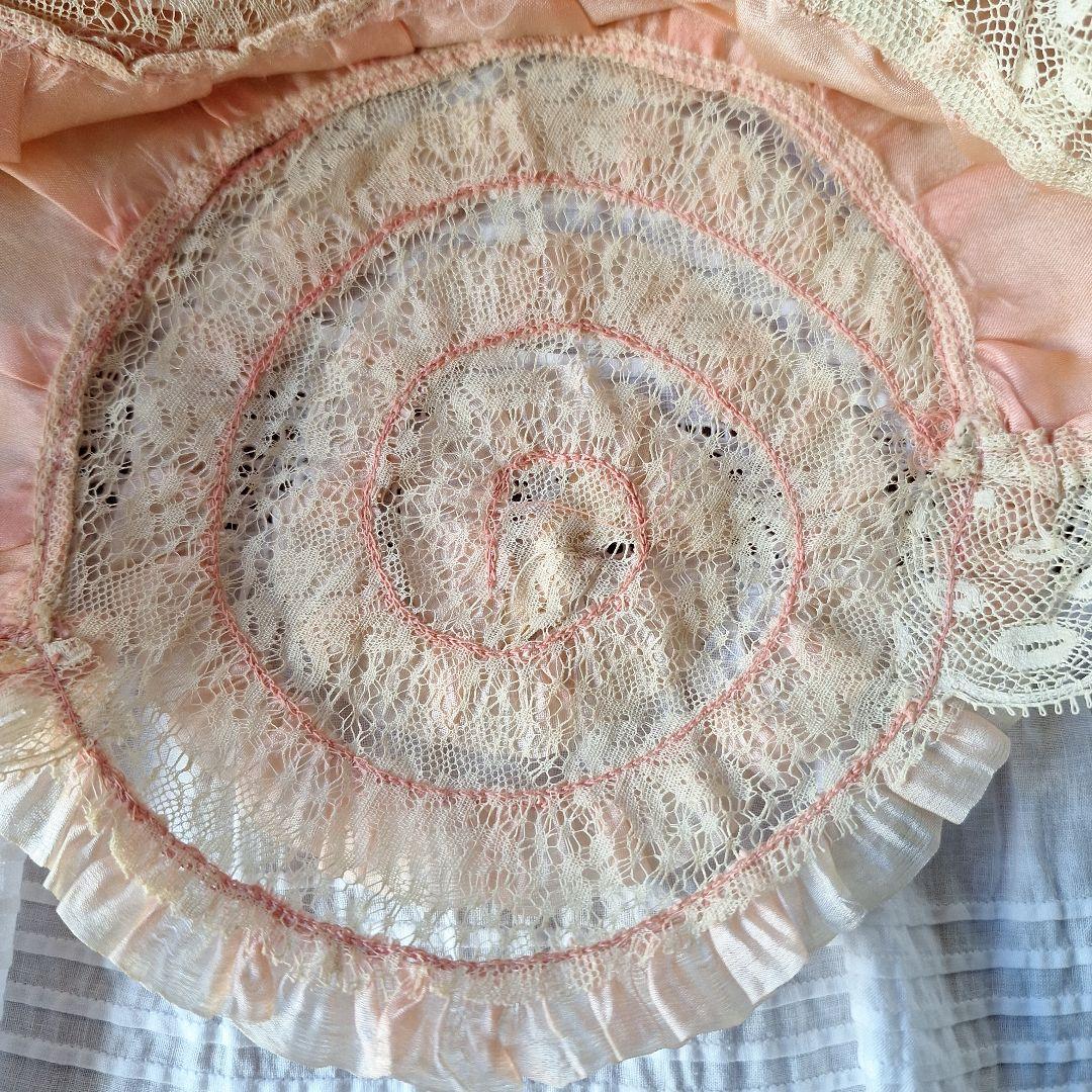 F♡フランスアンティーク♡蚤の市♡ ♡ピンク色シルクボネのメルスリー セット♡