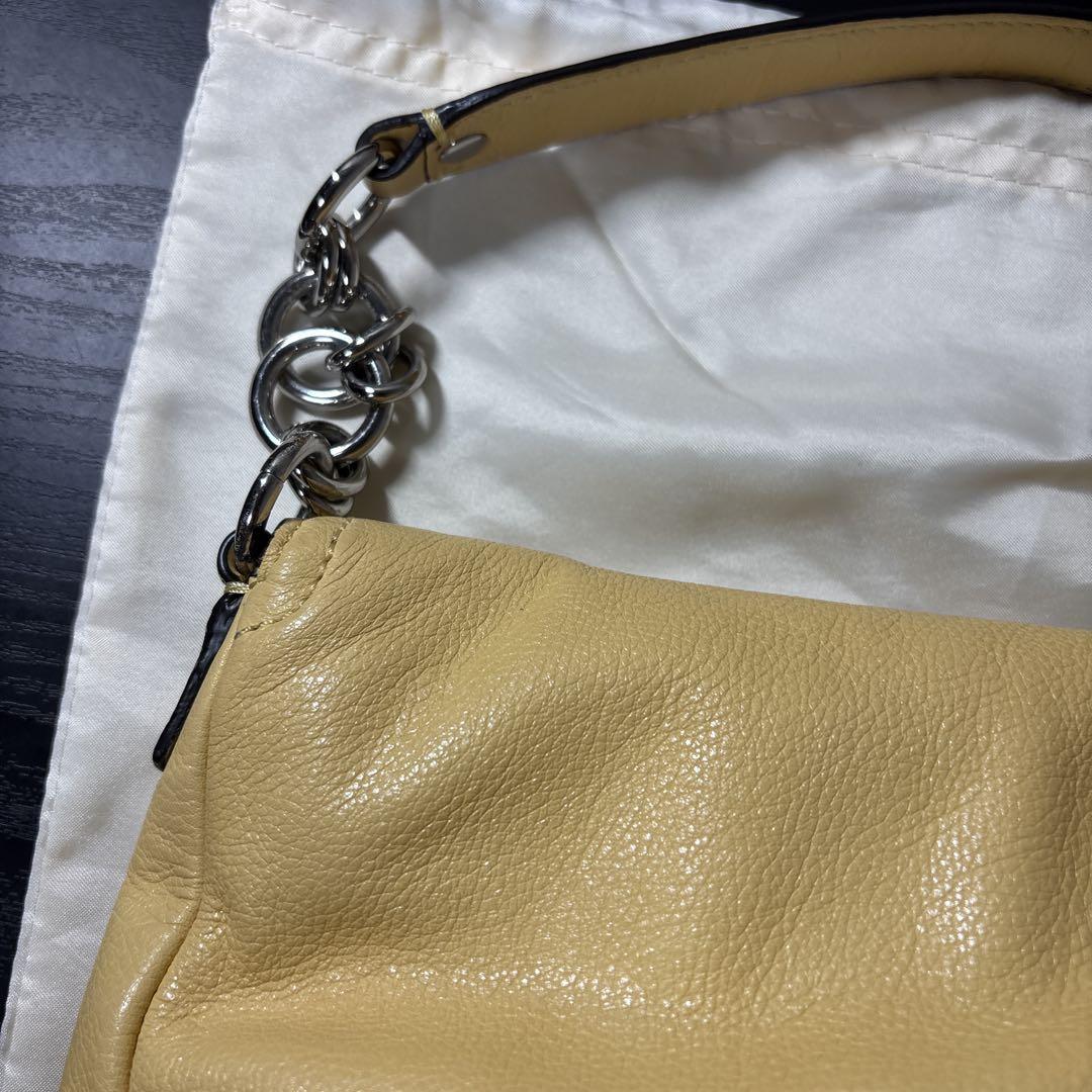 【美品】COACH コーチ ハンドバッグ レザー イエロー 内ポケット付　定価倍 美品】COACH コーチ ハンドバッグ レザー イエロー 内ポケット付