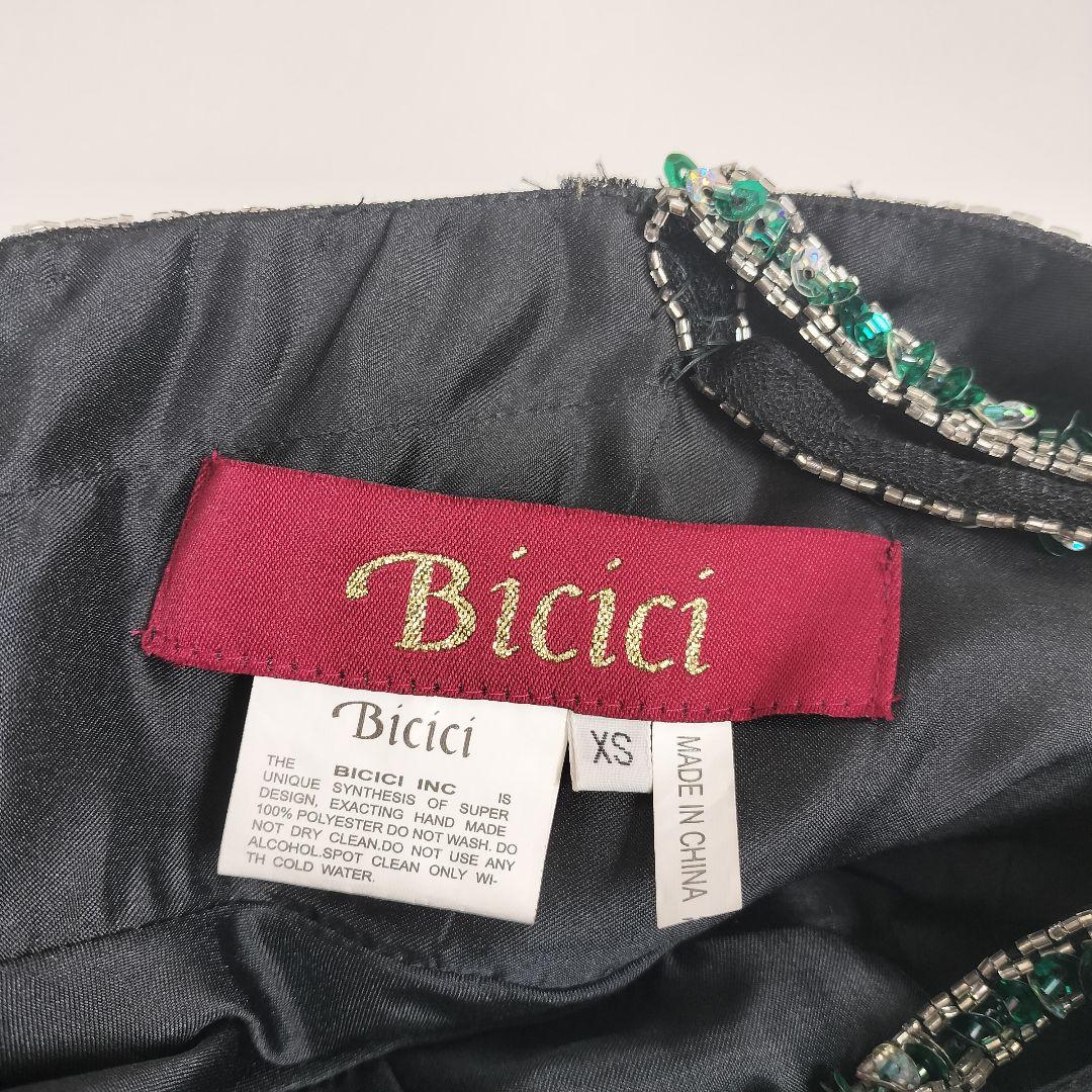 Biciciロングドレススパンコール花刺繍モチーフキャバドレスXS