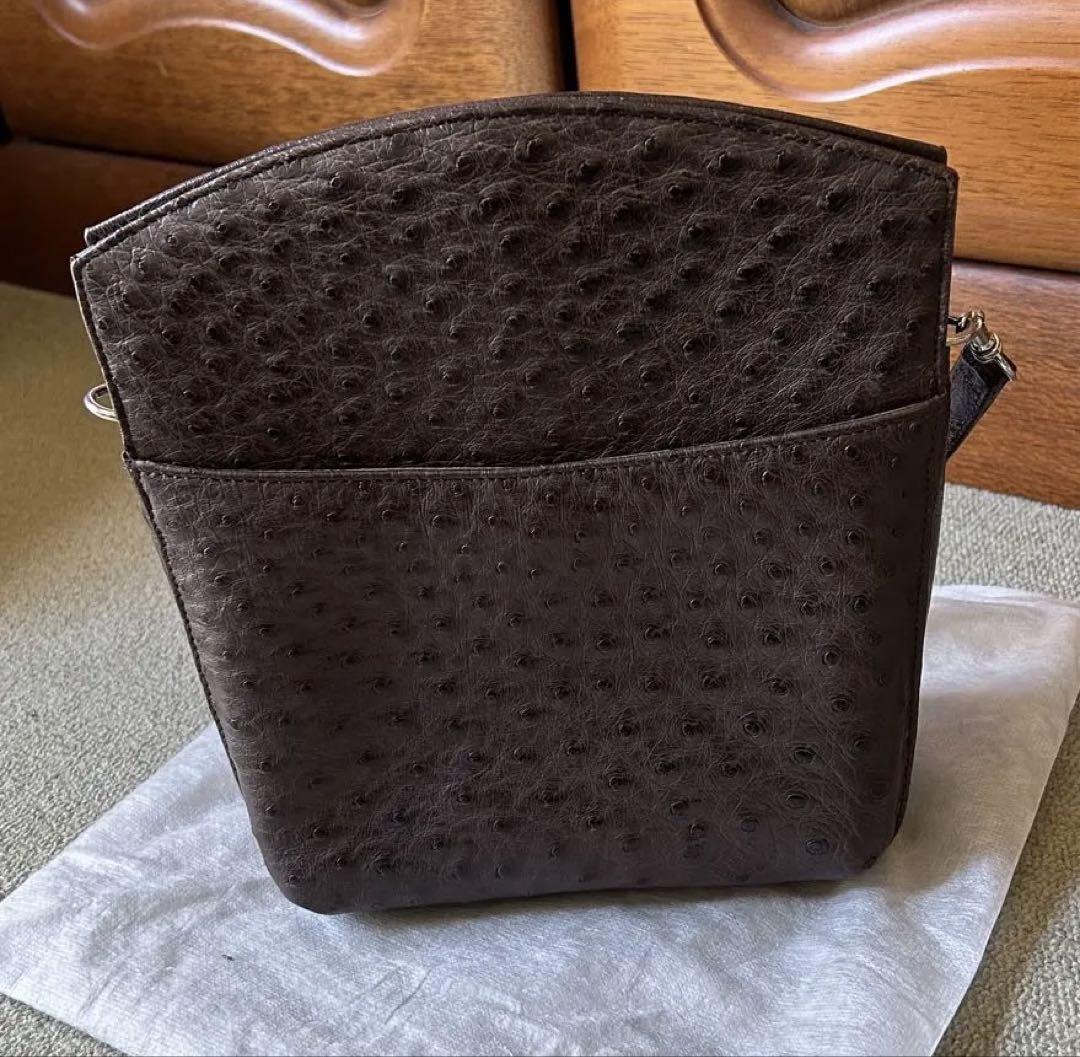 ★美品★オーストリッチ 焦茶 ハンドバッグ