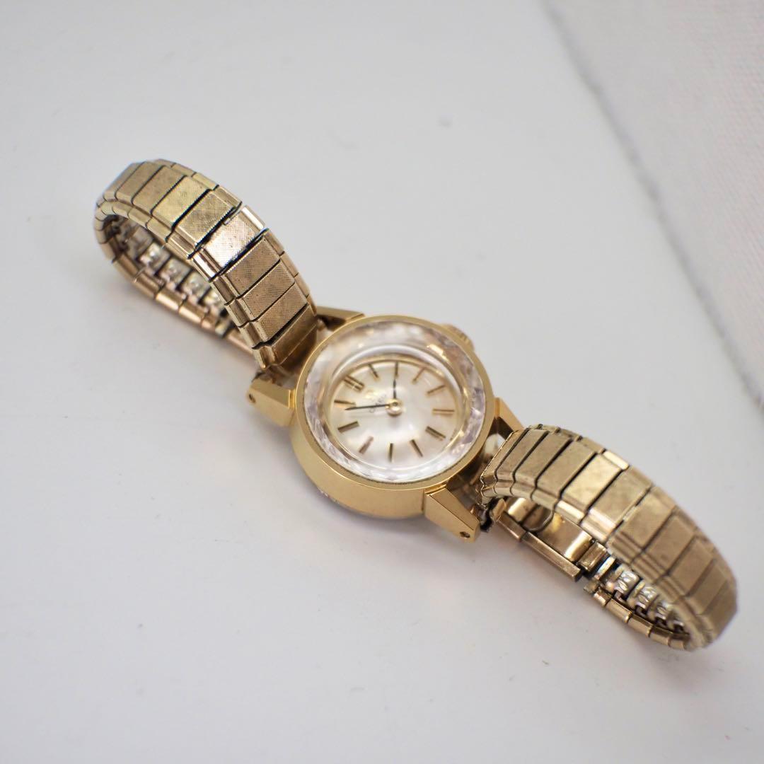 283 OMEGA 時計　手巻き　レディース　ダイヤモンドカットガラス　ゴールド 283 OMEGA 時計 手巻き レディース ダイヤモンドカットガラス