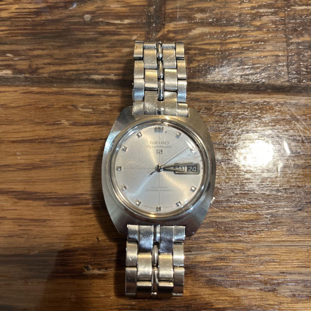 SEIKO5 自動巻き腕時計 シルバー アンティーク