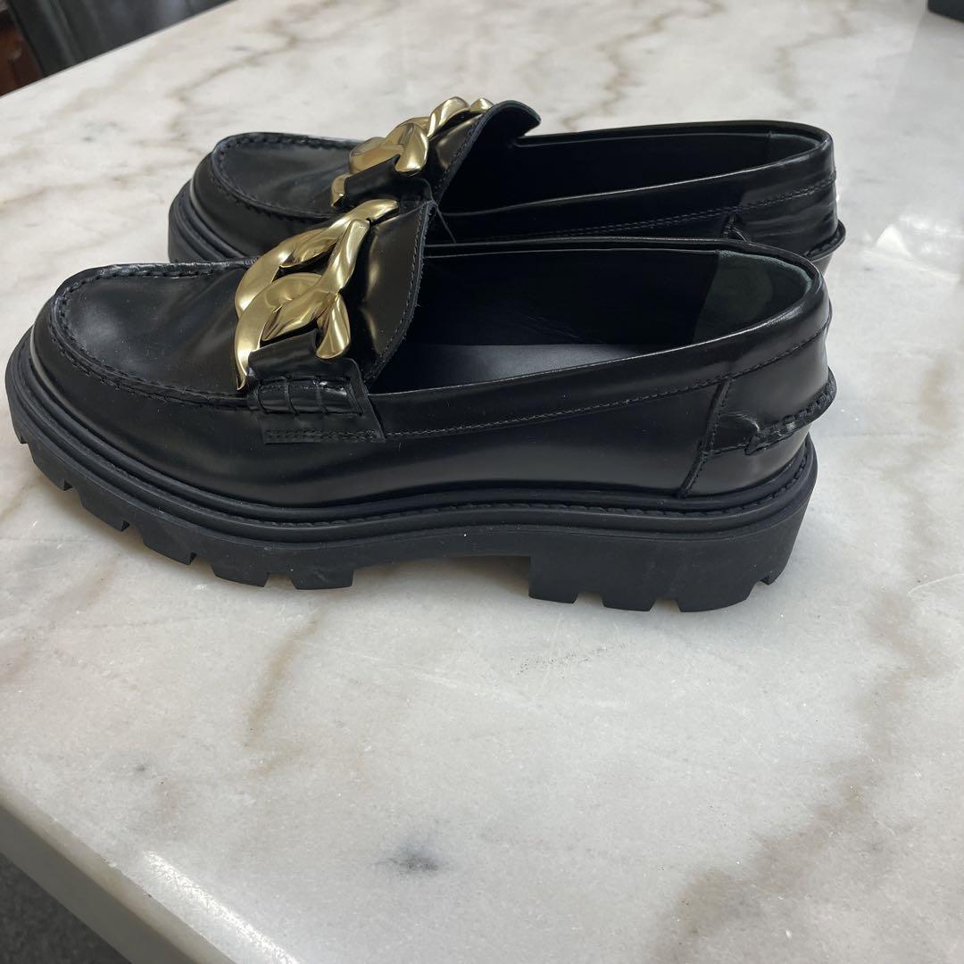 TOD'S トッズ ケイト メタルチェーン レザーローファー  ブラック 36