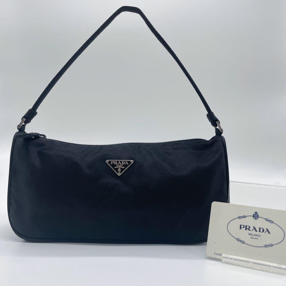 【美品】PRADA プラダ　アクセサリーポーチ　ハンドバッグ　ブラック