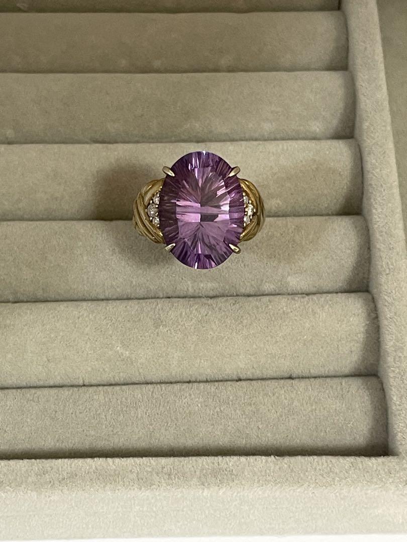 アメジスト10ct ダイヤ0.12ct シルバー18金メッキ15号