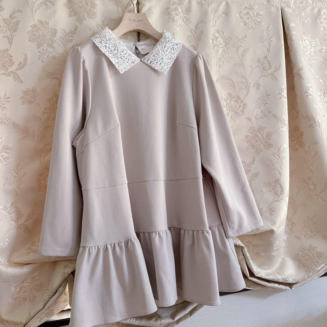 美品 大きいサイズ ローズティアラ 2way 襟レース フリルチュニック ワンピ 美品 大きいサイズ ローズティアラ 2way 襟レース フリルチュ