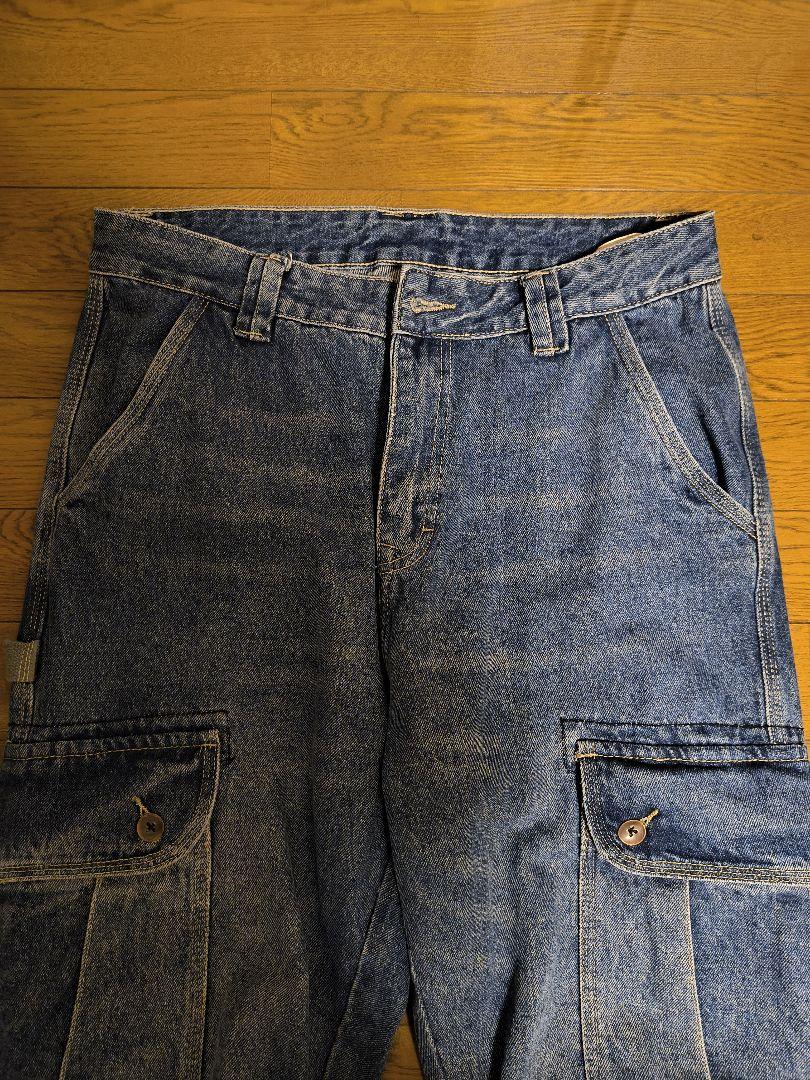 デニムカーゴパンツ　Mサイズ　ストレート〜スリムタイプ　Y2K