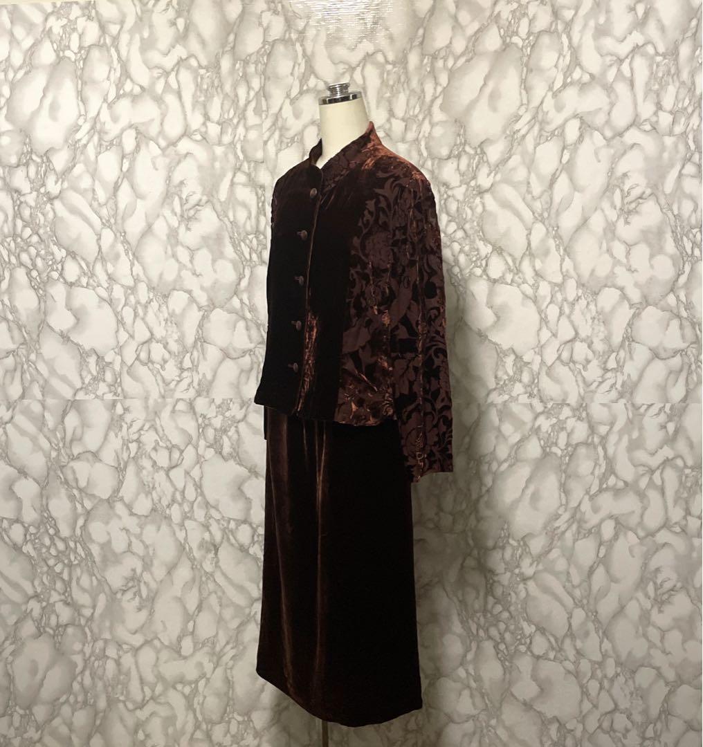 美品 Leilian レリアン ベロアデザインセットアップ シースルー