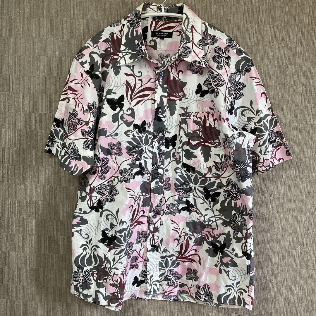 BURBERRY BLACK LABEL 半袖シャツ　総柄　アロハ