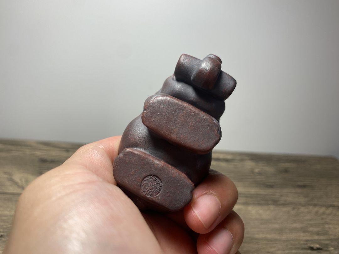 宜興 紫砂 茶道具 茶寵 茶玩 吉象 蓋置 装飾品 工芸品 置物