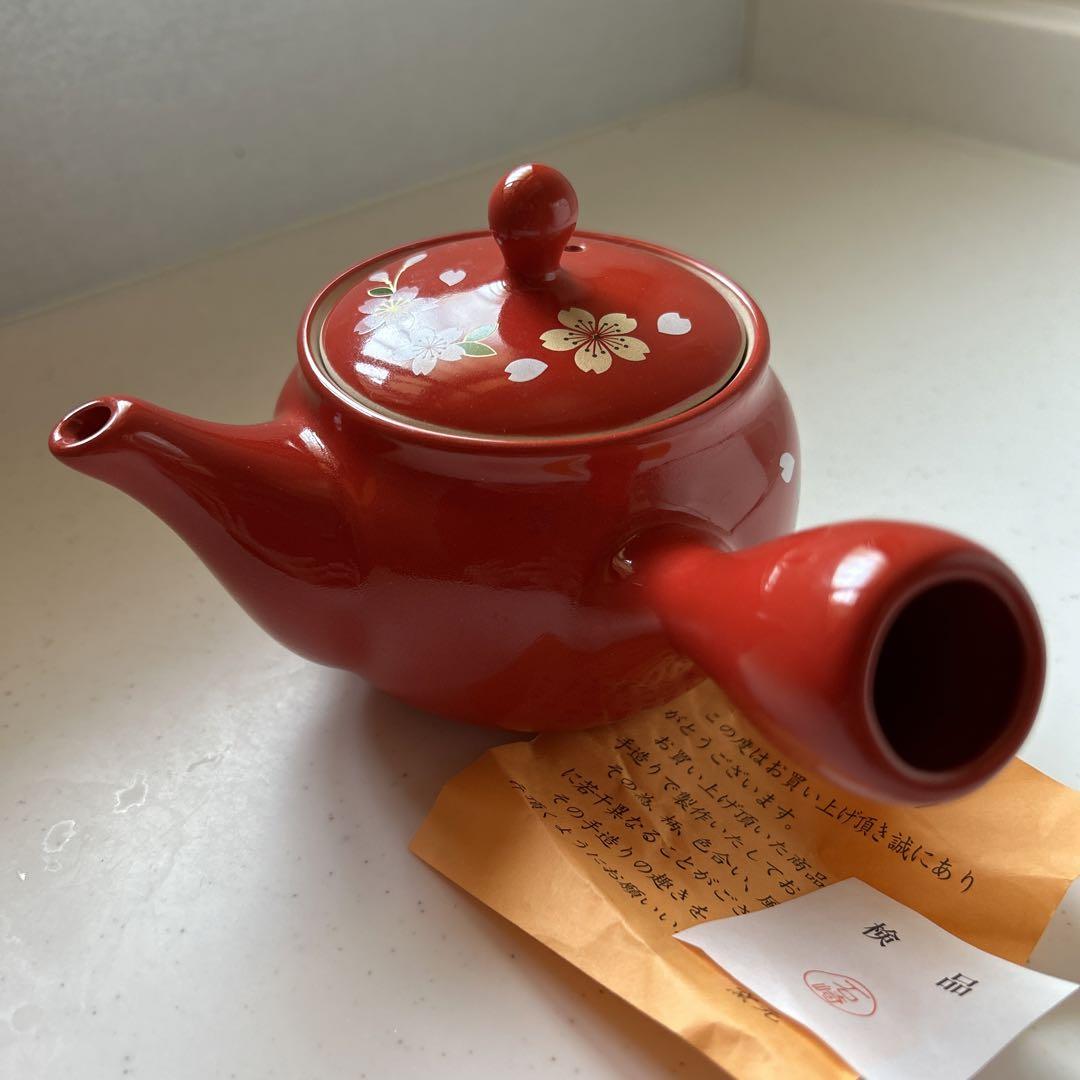 ★新品★  手作りミニ帯網急須茶器赤桜