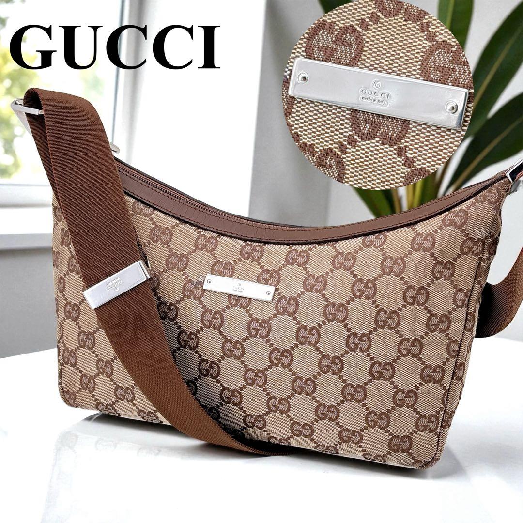 GUCCI ショルダークロスボディーバッグ GGキャンバス レザー 35097