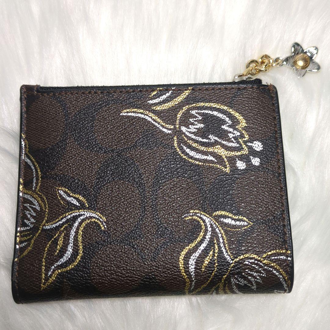 COACH コーチ 財布 二つ折り 花柄 ブラウン PVC F78240 - メルカリ