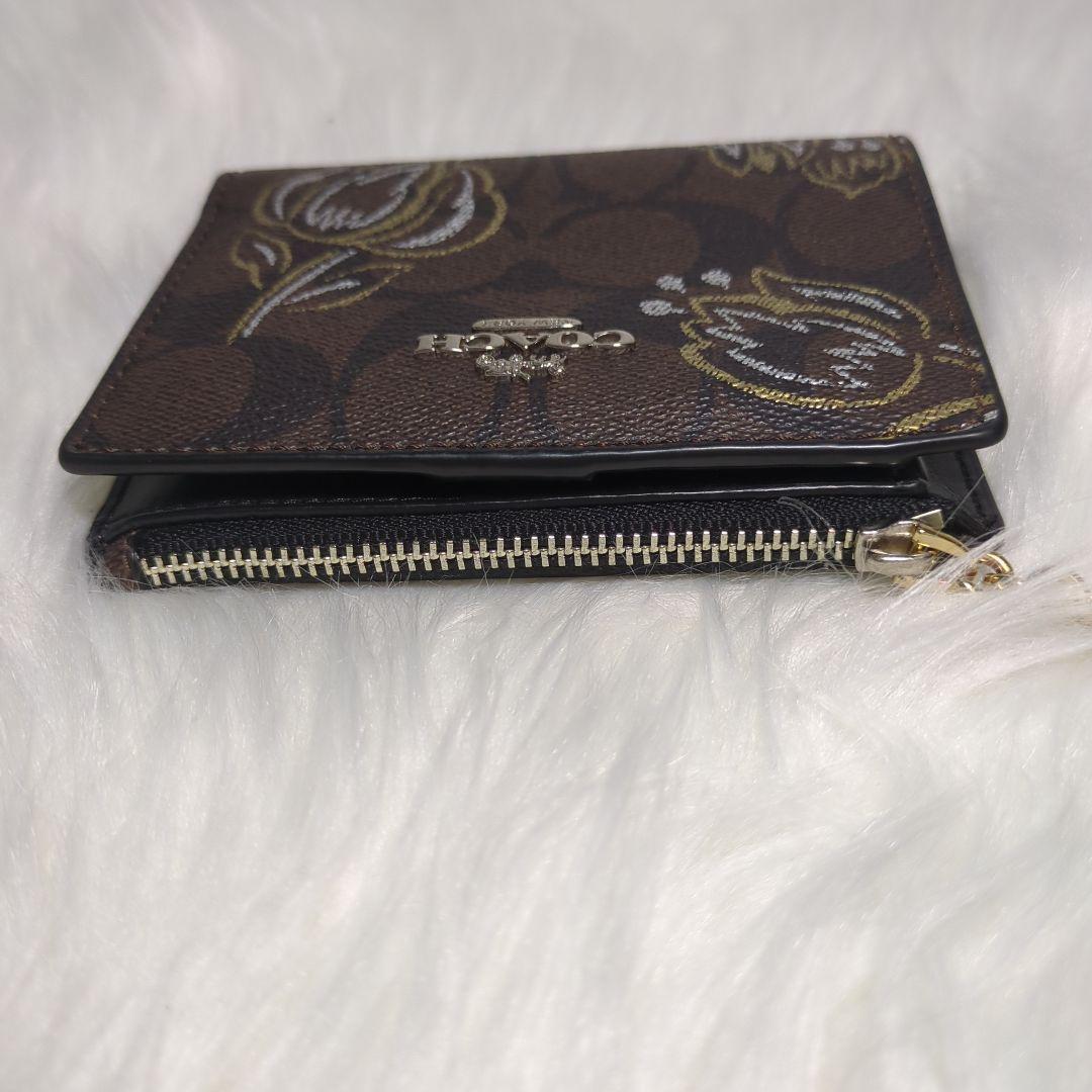 買うファッション - COACH 花柄 二つ折り財布 ブラウン