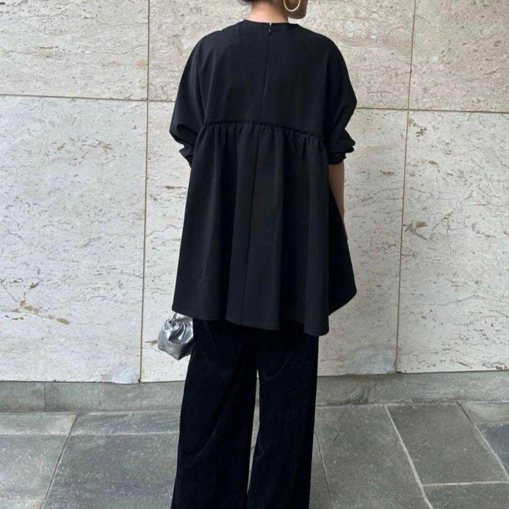 23SS♡美品✨ カレンソロジー ポンチギャザープルオーバーブラウス 紺 F