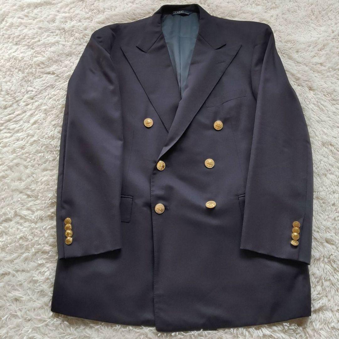 【POLO Ralph Lauren】刻印 金ボタン 紺ブレ ダブルジャケット