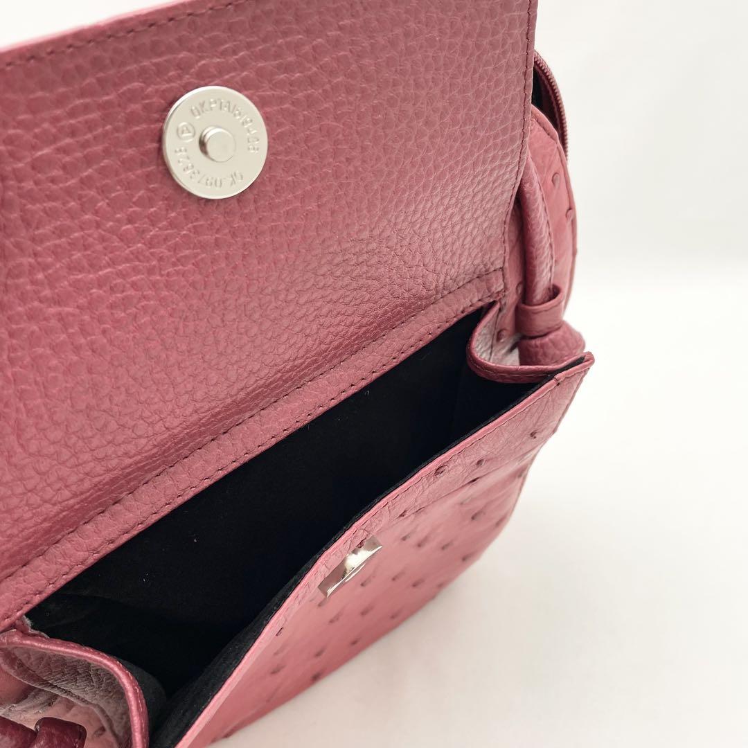 ☆良品☆ ハンドバッグ オーストリッチ レッド ボルドー エキゾチックレザー OSTRICH - オーストリッチ OSTRICH バッグ ハンドバッグ トート
