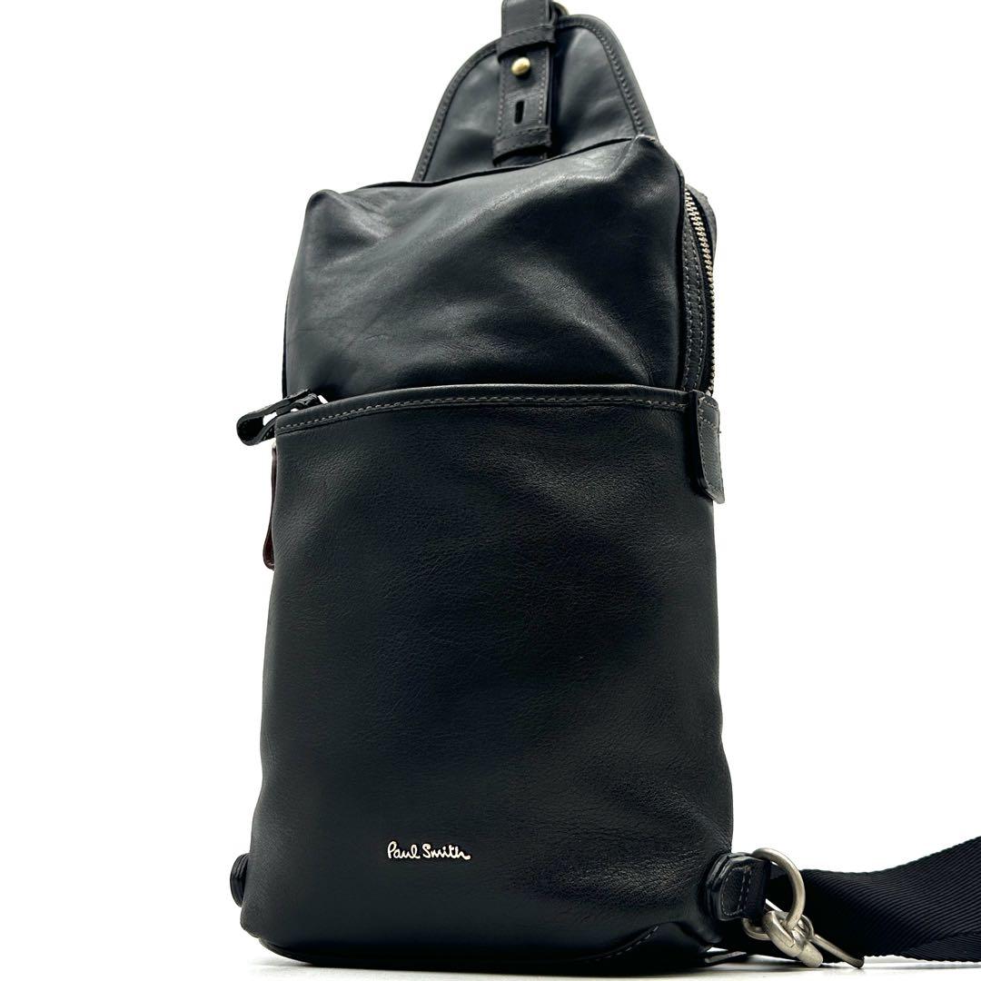 【美品】ポールスミス ボディバッグ オールレザー ブラック