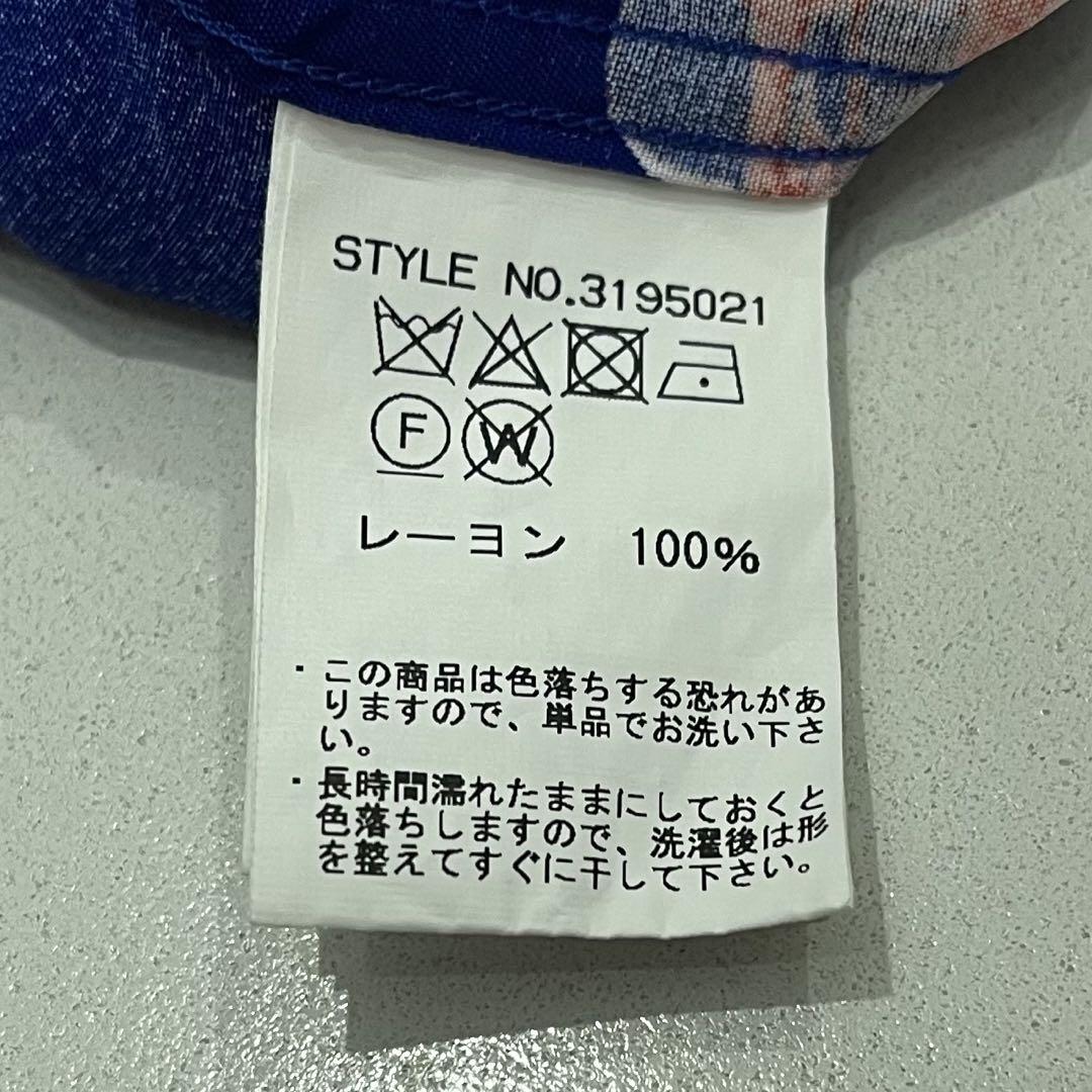 美品 SCHOTT NYC N.Y. PHOTO アロハシャツ レーヨン M 青