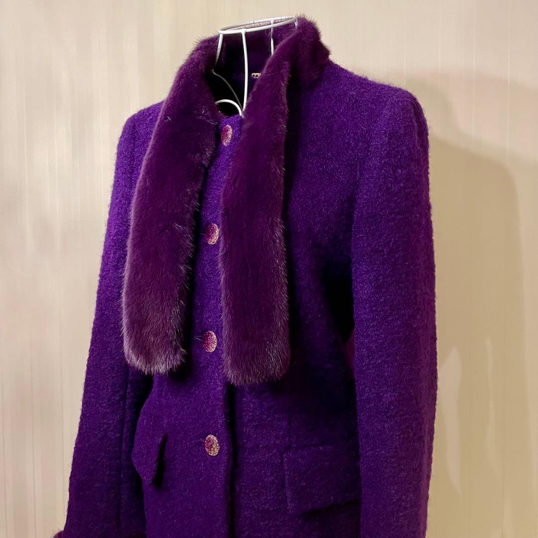 ✨極美品✨高級毛皮 モヘアファー装飾 ESCADA ロングコート