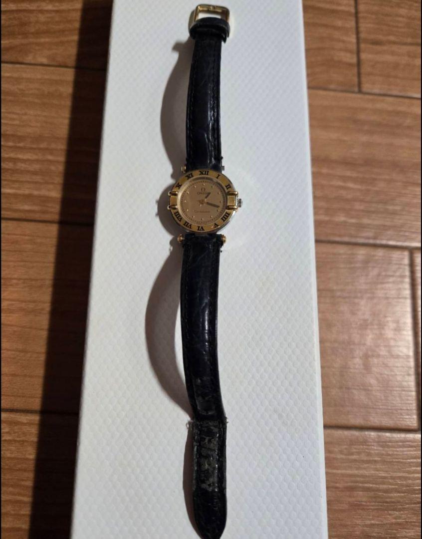 OMEGA ゴールド 腕時計 オメガ 革ベルト コンステレーション レザー