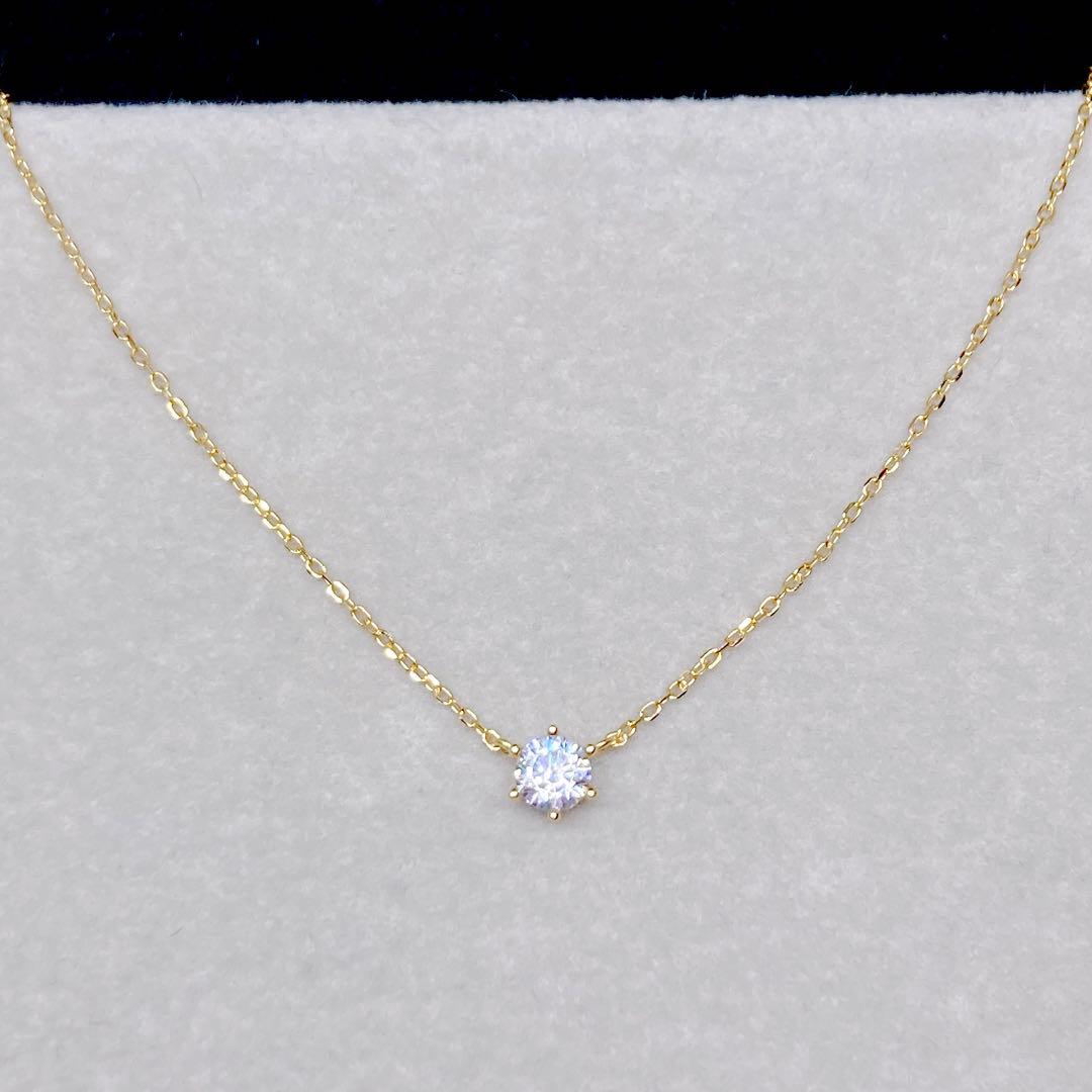 高品質 1粒石 ネックレス K18GP ゴールド 18金コート ジュエリー 高級