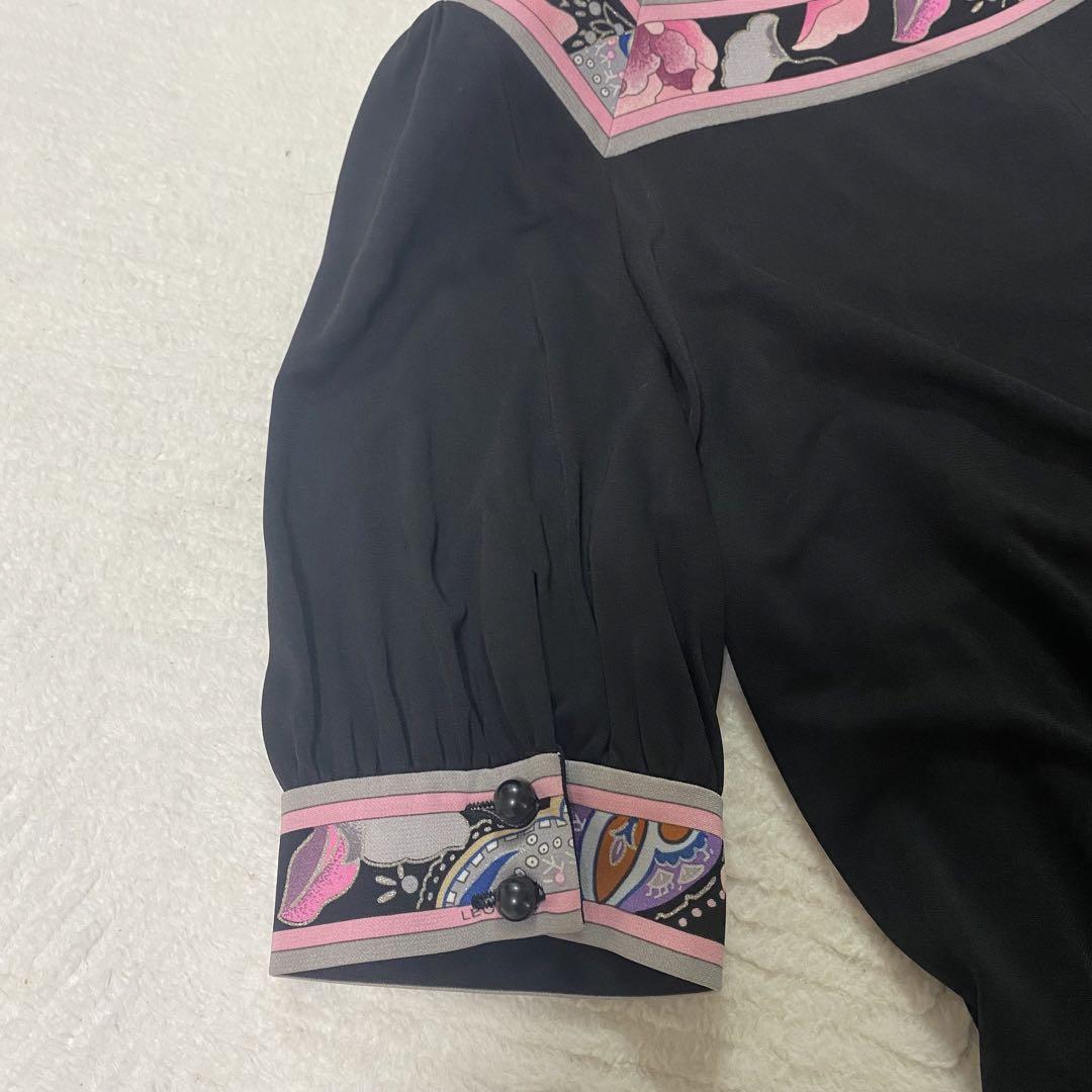 美品✨LEONARD レオナール ロングワンピース カンカン トリム 極美品✨レオナール ロングワンピース カンカン素材 L トリム
