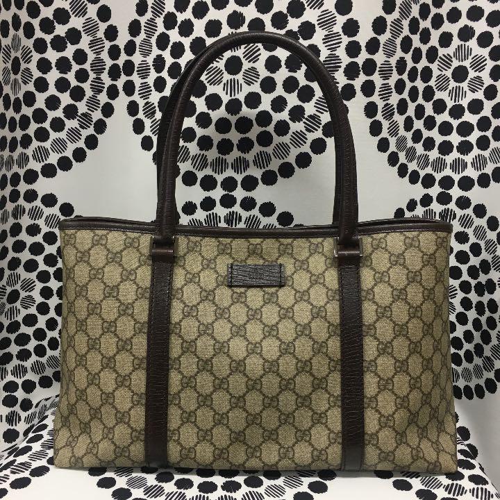 珍しいグッチ GUCCI 114595 PVC×レザー GGスプリーム トート
