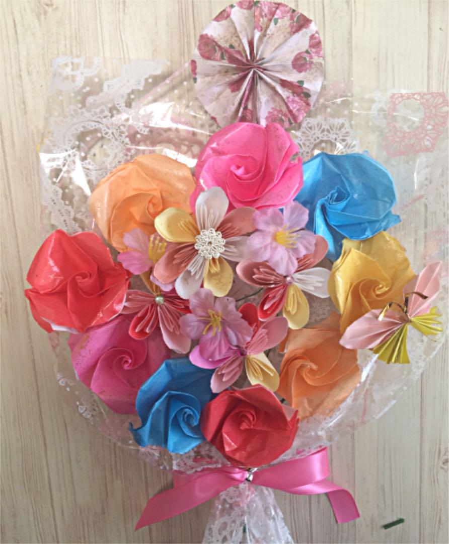 敬老の日に!!枯れない折り紙花束!メッセージ