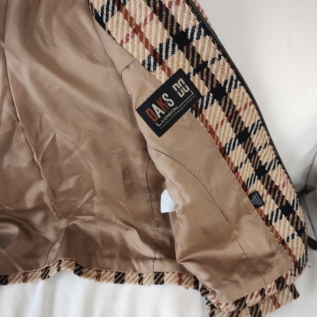 DAKS ダックス メガチェック ツイード ジップアップブルゾン L