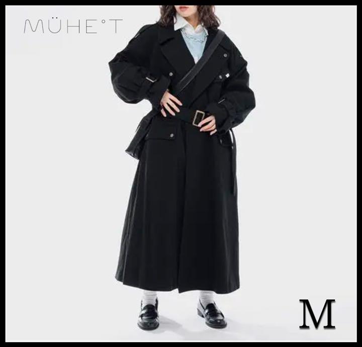 ⭐️新品⭐️ミュエータ⭐️ベルト付きモーターサイクルトレンチコート⭐️黒⭐️M⭐️送料込み⭐️
